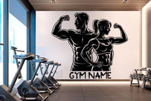 Load image into Gallery viewer, Couple Gym Wall Decal Custom Name Fitness Wall Art Decor Crossfit Wall Decal Crossfit Gift Home Gym Wall Sticker Motivational Decal 946RS