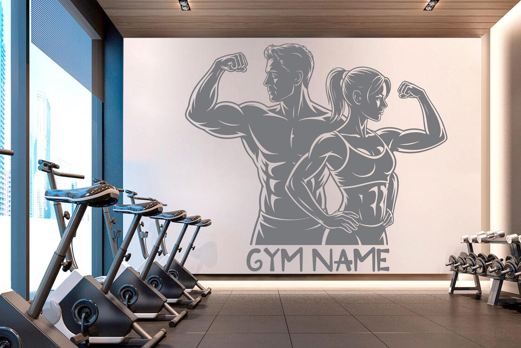 Couple Gym Wall Decal Custom Name Fitness Wall Art Decor Crossfit Wall Decal Crossfit Gift Home Gym Wall Sticker Motivational Decal 946RS