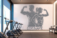 Load image into Gallery viewer, Couple Gym Wall Decal Custom Name Fitness Wall Art Decor Crossfit Wall Decal Crossfit Gift Home Gym Wall Sticker Motivational Decal 946RS