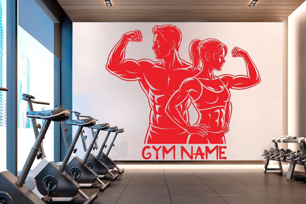 Couple Gym Wall Decal Custom Name Fitness Wall Art Decor Crossfit Wall Decal Crossfit Gift Home Gym Wall Sticker Motivational Decal 946RS