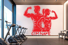 Load image into Gallery viewer, Couple Gym Wall Decal Custom Name Fitness Wall Art Decor Crossfit Wall Decal Crossfit Gift Home Gym Wall Sticker Motivational Decal 946RS