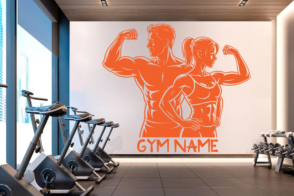 Couple Gym Wall Decal Custom Name Fitness Wall Art Decor Crossfit Wall Decal Crossfit Gift Home Gym Wall Sticker Motivational Decal 946RS
