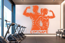 Load image into Gallery viewer, Couple Gym Wall Decal Custom Name Fitness Wall Art Decor Crossfit Wall Decal Crossfit Gift Home Gym Wall Sticker Motivational Decal 946RS