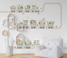 Load image into Gallery viewer, Train Cute animals Wall Decal Train Wall Sticker Railroad Art Train Wall Vinyl Wall Decal Train Room Gifts Vinyl Stickers room decor 964RS