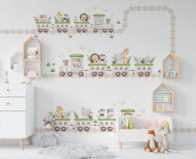 Load image into Gallery viewer, Train Cute animals Wall Decal Train Wall Sticker Railroad Art Train Wall Vinyl Wall Decal Train Room Gifts Vinyl Stickers room decor 964RS