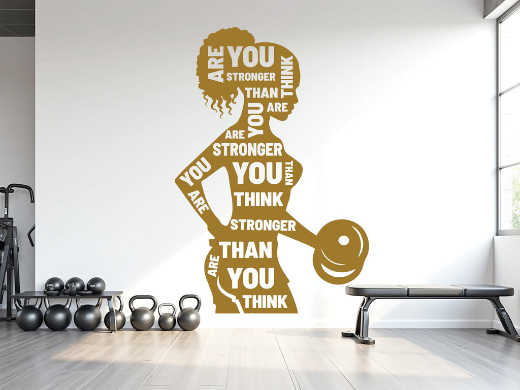 You Are Stronger Than you Think Gym Wall Decal Afro Girl Power fitness Quote Decor Workout Art Vinyl Stickers Workout Girl Home gym 966RS