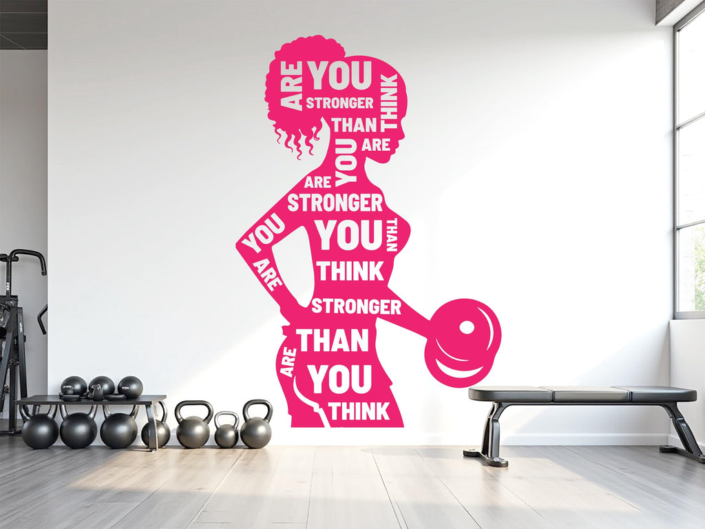 You Are Stronger Than you Think Gym Wall Decal Afro Girl Power fitness Quote Decor Workout Art Vinyl Stickers Workout Girl Home gym 966RS