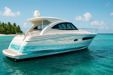 Load image into Gallery viewer, Aqua Mirage Ocean Reflection Boat Wrap – Realistic Water Vinyl Wrap – Marine Grade Boat Decal – Custom Full Side Wrap – Coastal Wave Design