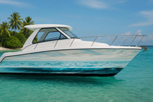 Load image into Gallery viewer, Aqua Mirage Ocean Reflection Boat Wrap – Realistic Water Vinyl Wrap – Marine Grade Boat Decal – Custom Full Side Wrap – Coastal Wave Design