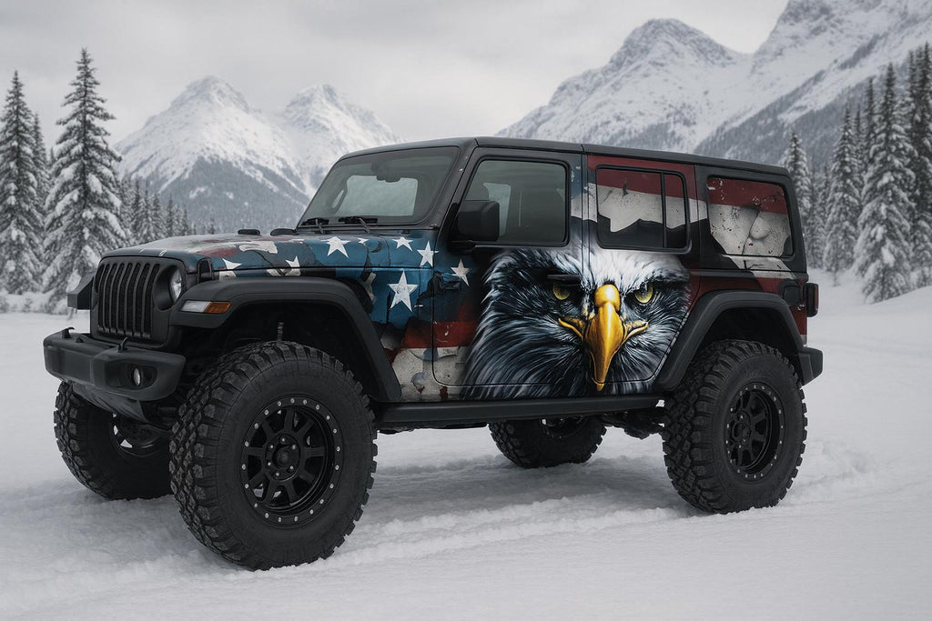 American Eagle Jeep Wrap | Patriotic USA Flag Vinyl Design | Off-Road 4x4 Freedom Wrap | Gift For Veterans & Jeep Lovers