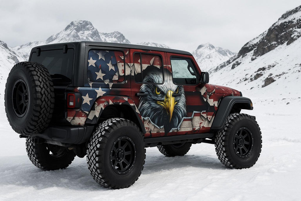 American Eagle Jeep Wrap | Patriotic USA Flag Vinyl Design | Off-Road 4x4 Freedom Wrap | Gift For Veterans & Jeep Lovers