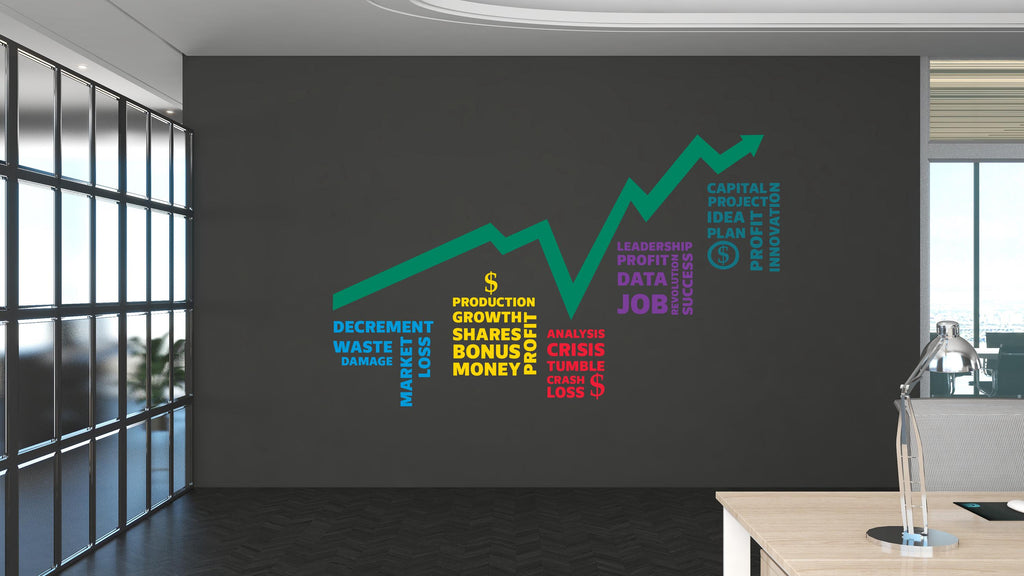 Finance Wall Decor Office Wall Decal Finance Idea Teamwork Business Worker Inspire Office Decoration Motivation Stickers Mural Gift 965RS