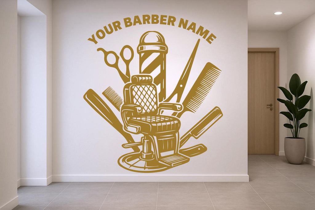 Barber Wall Decal, Barber Wall Decal, Barbershop Wall Decor, Custom Decals Razor Wall Art 967RS