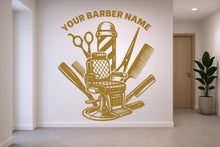 Load image into Gallery viewer, Barber Wall Decal, Barber Wall Decal, Barbershop Wall Decor, Custom Decals Razor Wall Art 967RS