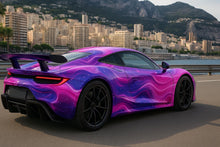 Load image into Gallery viewer, Galaxy Swirl Supercar Wrap | Cosmic Purple Blue Car Vinyl Design | Gift For Car Lovers | Abstract Luxury Wrap | Space-Inspired