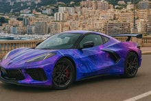 Load image into Gallery viewer, Galaxy Swirl Supercar Wrap | Cosmic Purple Blue Car Vinyl Design | Gift For Car Lovers | Abstract Luxury Wrap | Space-Inspired