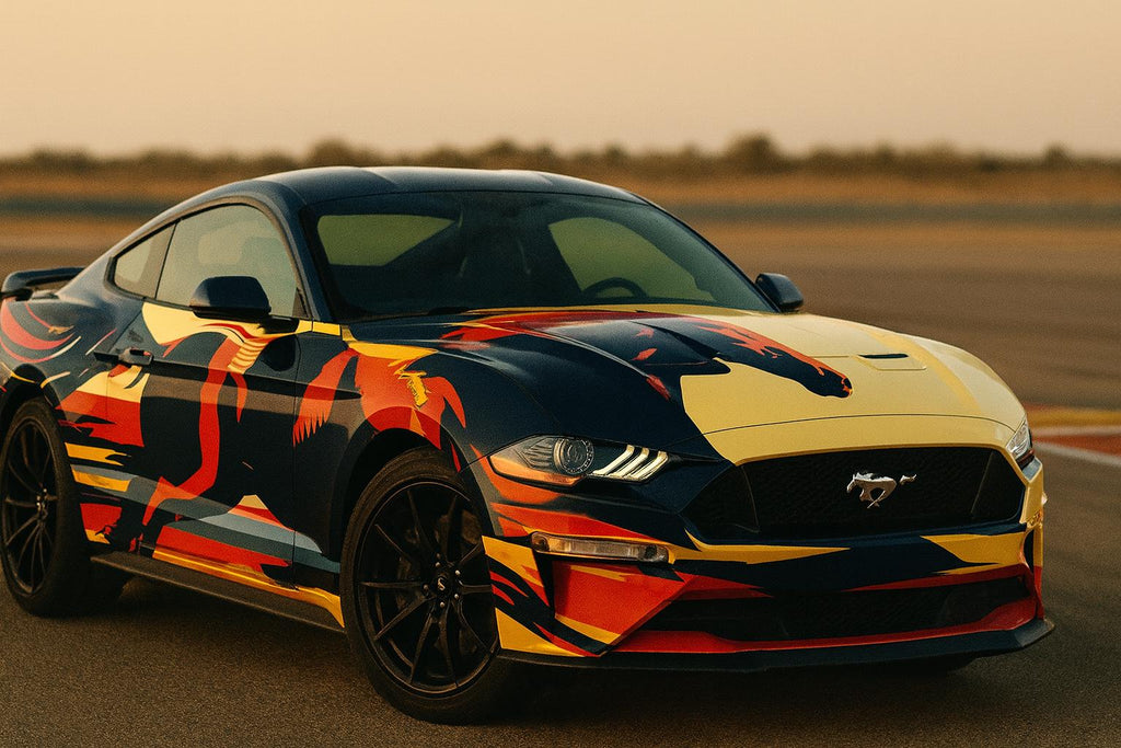 Wild Mustang Freedom Car Wrap | Patriotic Horse Racing Design | Gift For Muscle Car Lovers | Abstract Art Vinyl Wrap | Custom Vehicle
