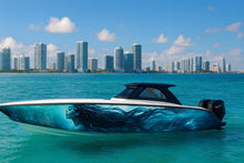 Load image into Gallery viewer, Aqua Siren Boat Wrap – Teal Ocean Goddess Vinyl Wrap – Marine Grade Full Side Boat Decal – Underwater Fantasy Design – Custom High-Gloss