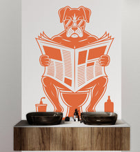 Load image into Gallery viewer, Boxer reading newspaper wall decal Dog decor Dog kids Dog wall art Decal Dog Lover Animals Dog Wall Bathroom Wall Decals Stickers 153DE