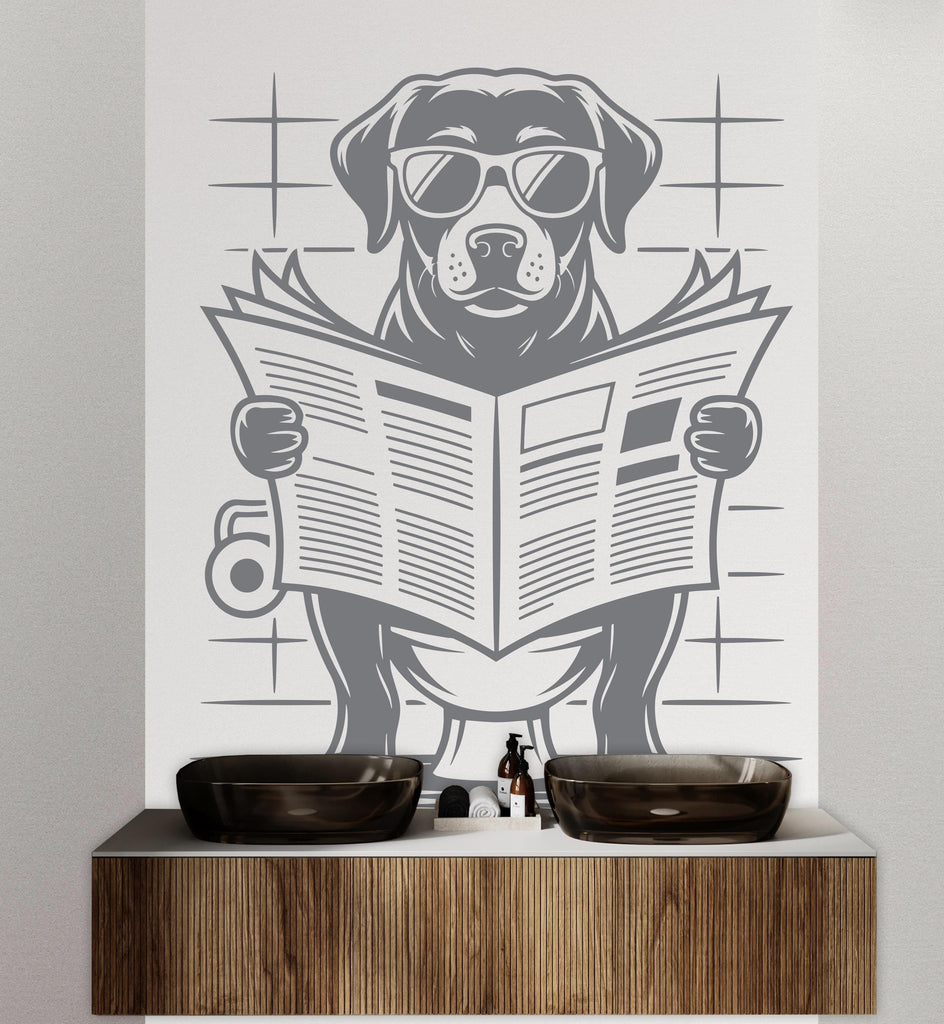 Labrador reading newspaper wall decal Bathroom Dog decor Dog wall art Decal Dog Lover Animals Dog Wall Bathroom Wall Decals Stickers 154DE