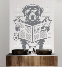 Load image into Gallery viewer, Labrador reading newspaper wall decal Bathroom Dog decor Dog wall art Decal Dog Lover Animals Dog Wall Bathroom Wall Decals Stickers 154DE