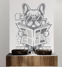 Load image into Gallery viewer, French Bulldog reading newspaper wall decal Bathroom Dog decor Dog wall art Decal Dog Lover Animals Dog Bathroom Wall Decals Stickers 155DE