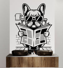 Load image into Gallery viewer, French Bulldog reading newspaper wall decal Bathroom Dog decor Dog wall art Decal Dog Lover Animals Dog Bathroom Wall Decals Stickers 155DE