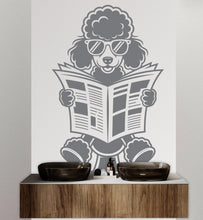 Load image into Gallery viewer, Poodle reading newspaper wall decal Bathroom Dog decor Dog wall art Decal Dog Lover Animals Dog Bathroom Wall Decals Stickers 156DE
