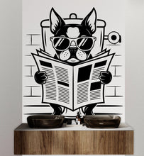 Load image into Gallery viewer, Boston Terrier reading newspaper wall decal Bathroom Dog decor Dog wall art Decal Dog Lover Animals Dog Bathroom Wall Decals Stickers 158DE