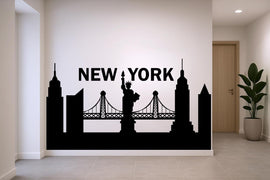 New York Skyline Wall Decal, NYC Wall Art Sticker, City Skyline Wall Decor, Modern Bedroom Wall Decal, Vinyl New York Mural Decor 691LU