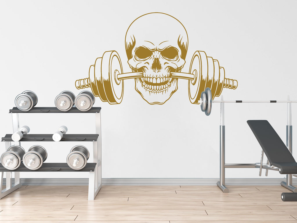 Skull Gym Wall Decal Skull fitness Skull Decor Workout Art Vinyl Gym Wall Stickers Bedroom Gym Workout Skull Motivation 147DE