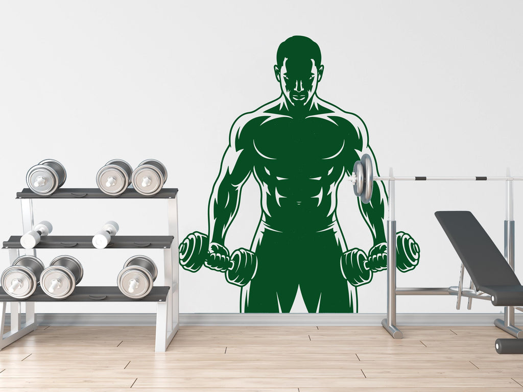 Men Gym Wall Decal Bodybuilder fitness Decor Workout Art Vinyl Gym Wall Stickers Bedroom Gym Workout Skull Motivation 148DE