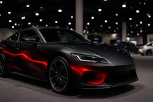 Load image into Gallery viewer, Futuristic Red Neon Car Wrap | Black Matte Sports Car Vinyl | Custom Racing Wrap | Gift for Car Lovers | Holiday Auto Art | High-Tech