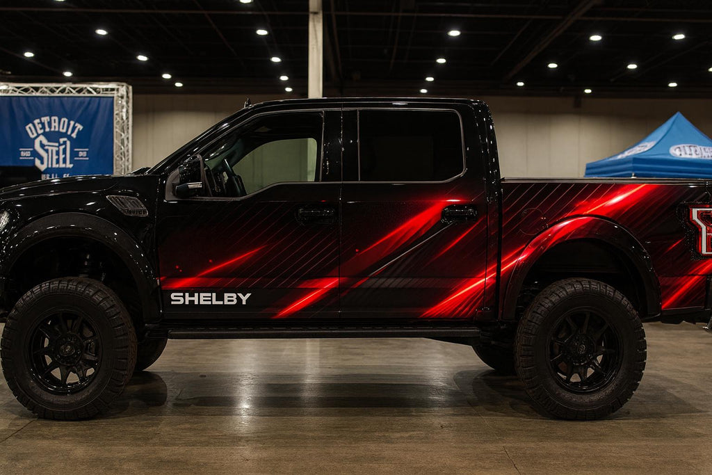 Red Neon Lightning Truck Wrap | Custom Shelby Ford Vinyl | Futuristic 4x4 Wrap | Gift for Car Lovers | Holiday Auto Art | High-Tech