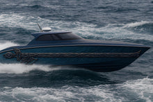 Load image into Gallery viewer, Nordic Tide Boat Wrap – Viking Knot Ocean Design – Metallic Teal Marine Vinyl Wrap – Celtic Line Art Hull Decal – Custom Glossy Marine Grade