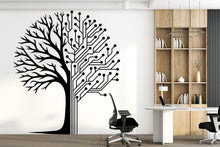 Load image into Gallery viewer, Circuit Tree Technology Wall Decal, Technology Vinyl Wall Art Decals, Computer Circuit Decor, Tree of life Science Wall Sticker Office 976RS