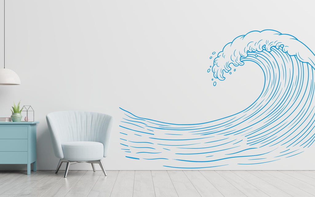 Ocean wave Wall Decal, Wave Wall Art Modern Wall Stickers, Wave Bathroom Decor, Wave Room Wall Art wave Home Decor 950RS