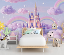 Load image into Gallery viewer, 3D Princess Castle Wall Graphics Peel and Stick Girl room Wallpaper Nursery Self Adhesive Removable nursery wall decor Mural 951RS