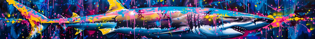 Neon Shark Boat Wrap – Vibrant Full-Color Marine Vinyl Design for Sport Boats, Cigar Boats & Offshore Racers | Custom Ocean Predator