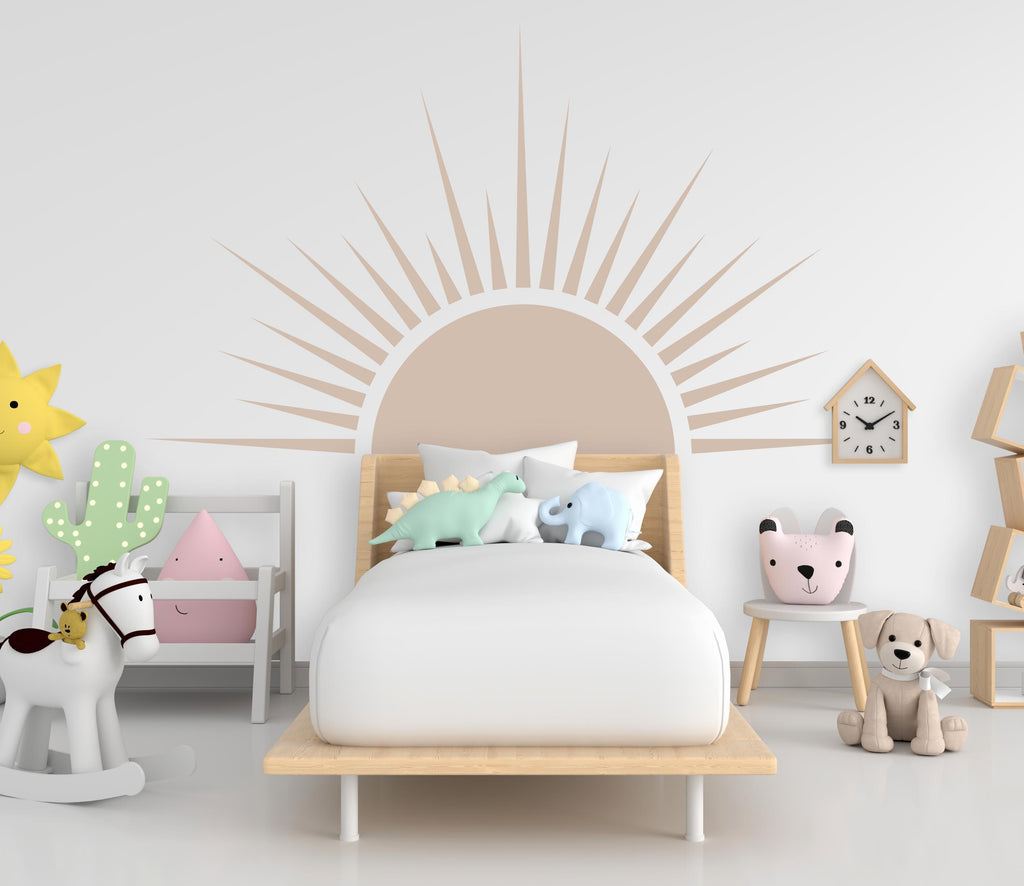 Sun Boho Wall Decal, Nursery Half Sun Decor, Bed Arch Sticker, Hedboard Wall Decal, Sun Wall Decal, Sun Wall Decal Sticker, Wall Decal 977RS