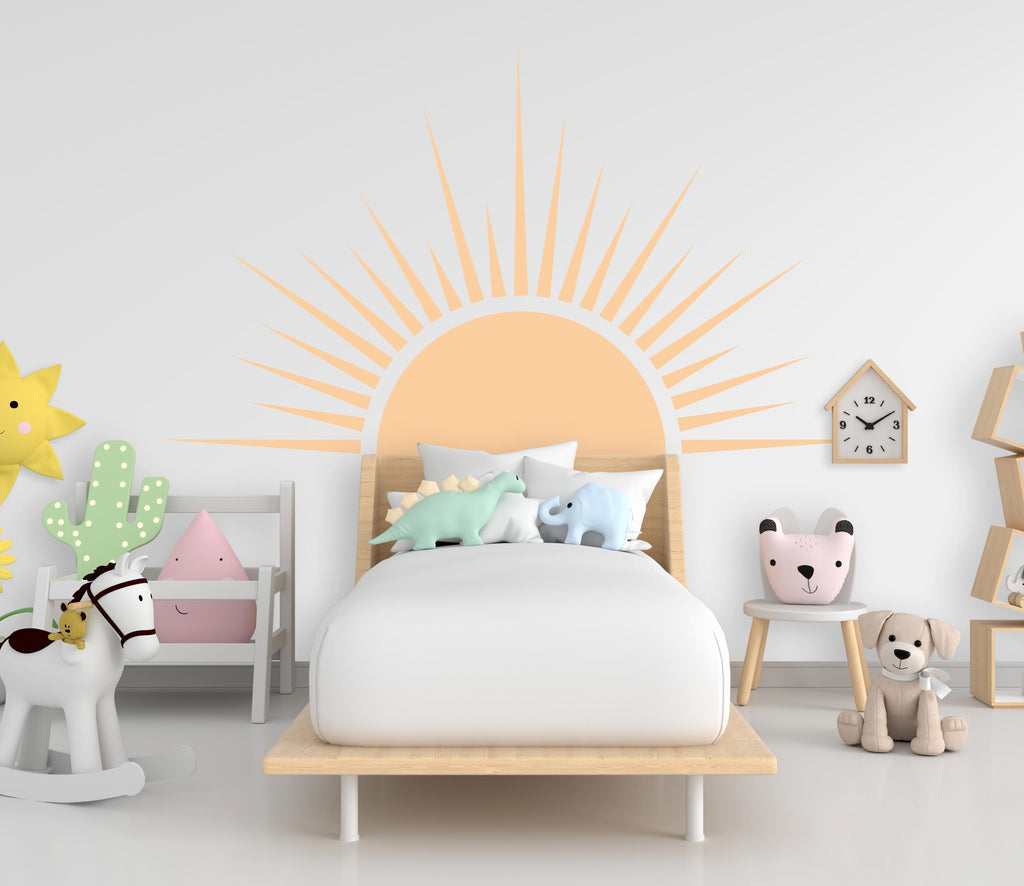 Sun Boho Wall Decal, Nursery Half Sun Decor, Bed Arch Sticker, Hedboard Wall Decal, Sun Wall Decal, Sun Wall Decal Sticker, Wall Decal 977RS