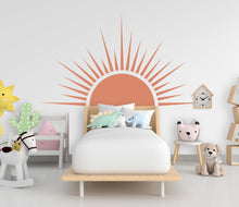 Load image into Gallery viewer, Sun Boho Wall Decal, Nursery Half Sun Decor, Bed Arch Sticker, Hedboard Wall Decal, Sun Wall Decal, Sun Wall Decal Sticker, Wall Decal 977RS