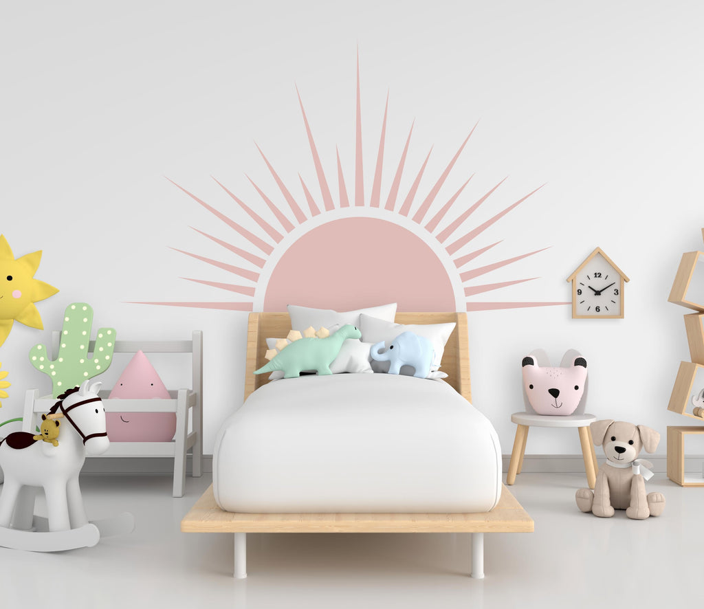 Sun Boho Wall Decal, Nursery Half Sun Decor, Bed Arch Sticker, Hedboard Wall Decal, Sun Wall Decal, Sun Wall Decal Sticker, Wall Decal 977RS