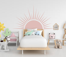 Load image into Gallery viewer, Sun Boho Wall Decal, Nursery Half Sun Decor, Bed Arch Sticker, Hedboard Wall Decal, Sun Wall Decal, Sun Wall Decal Sticker, Wall Decal 977RS