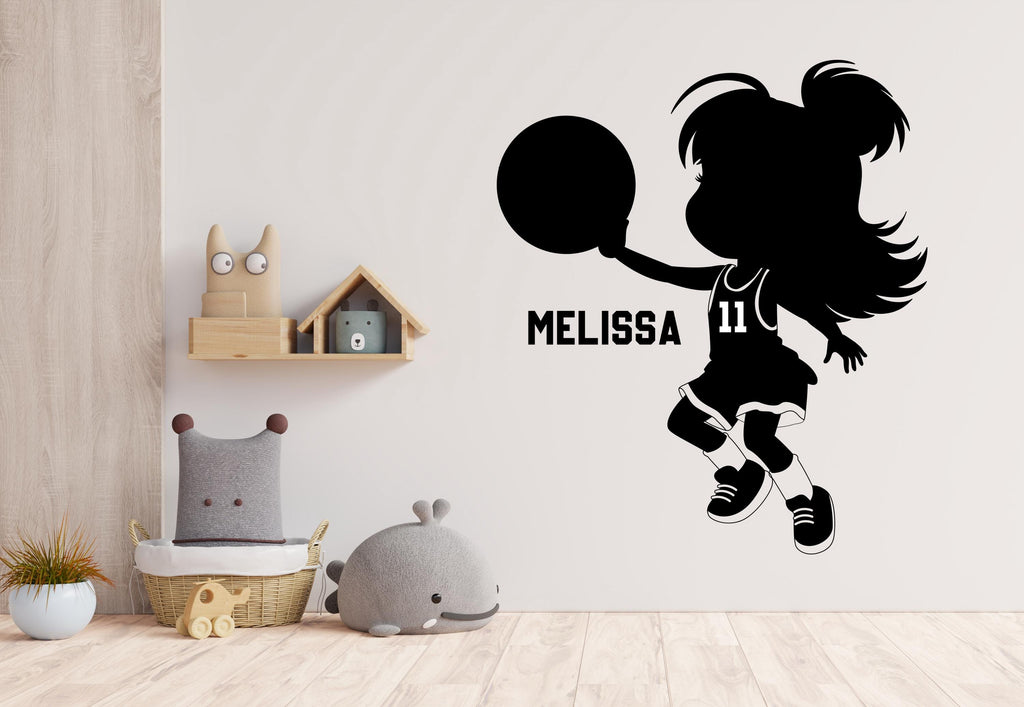 Kids Custom Name Basketball Girl Kids wall decal Sport Wall Decal Kids Decal Personalized Gifts wall Vinyl Wall Sticker Boy Room 695LU
