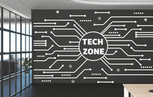 Load image into Gallery viewer, Technology Zone Vinyl Wall Art Decal, Circuit Board Wall Decal, Office Wall Decor, Business Software Wall Sticker, Computer It Decor 957RS