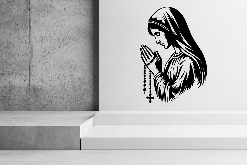 Virgin Mary Jesus Decal, Religious Wall Sign, Christian Wall Words, Church Sanctuary Wall Art, Church Wall Decor, Religious Wall Art 684LU