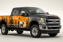 Load image into Gallery viewer, Sunset Forest Deer Car Wrap | Nature Silhouette Vinyl Design | Hunting Scene Vehicle Wrap | Outdoor Adventure Style | Wildlife Landscape