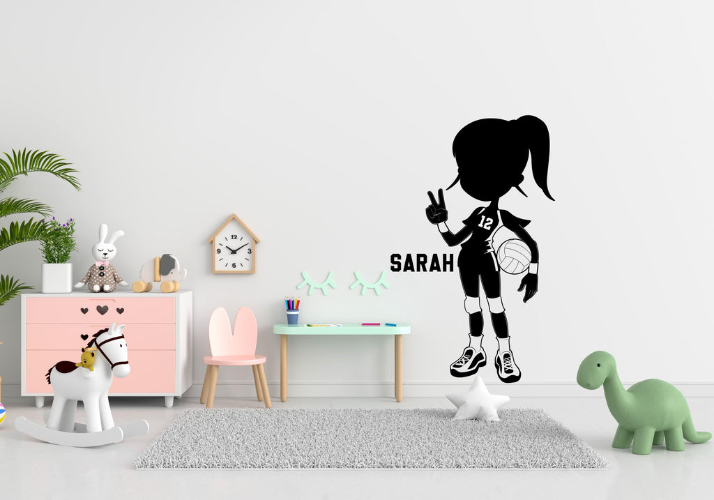 Custom Name Volleyball Girl wall decal Sport Wall Decal Kids Decal Personalized Gifts wall Vinyl Wall Sticker Boy Room Teen Girl Decor 696LU