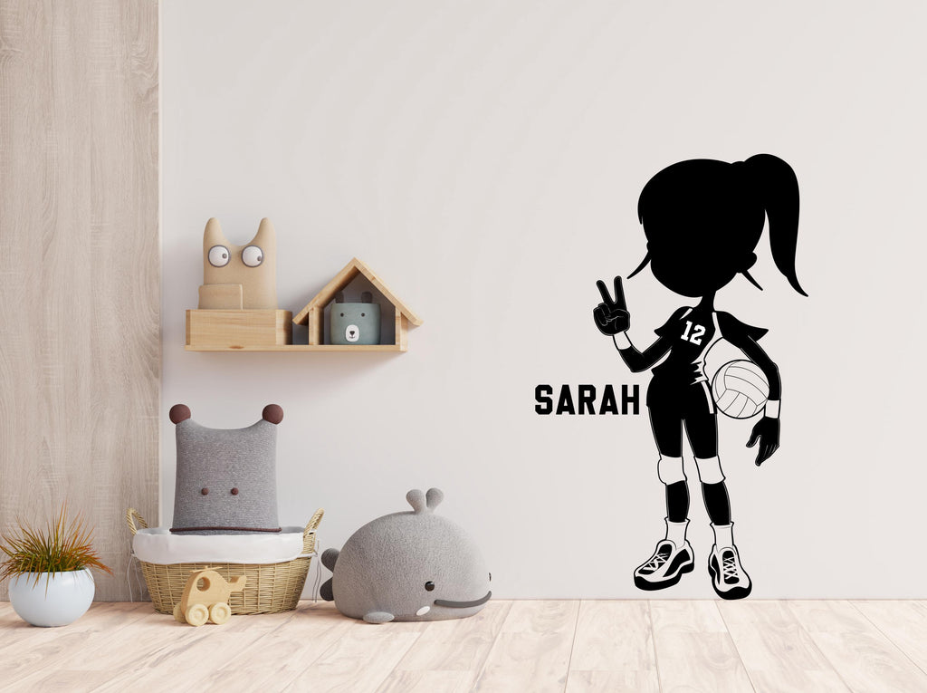 Custom Name Volleyball Girl wall decal Sport Wall Decal Kids Decal Personalized Gifts wall Vinyl Wall Sticker Boy Room Teen Girl Decor 696LU